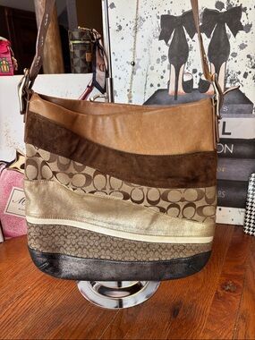Coach Vintage Signature Wave Patchwork Duffle Hobo #F10653 - Y2K Style